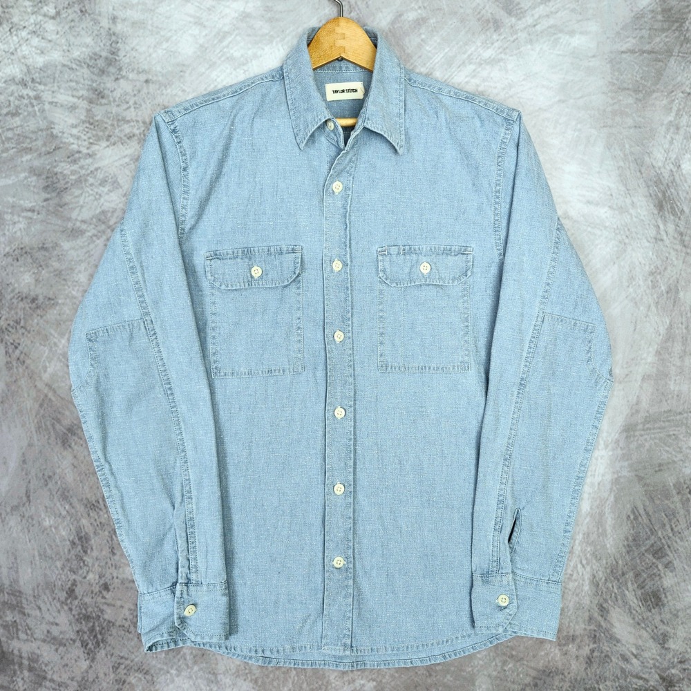Taylor Stitch Chambray Mechanic Shirt Size 38 Small Hemp Utility Workshirt